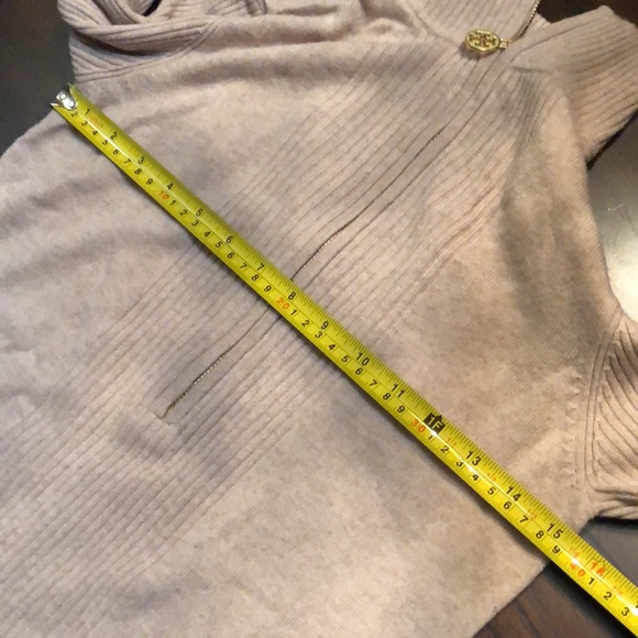 💛 Tory Burch soft wool cashmere blend ribbed partial zipper logo pull tunic - Picture 11 of 12